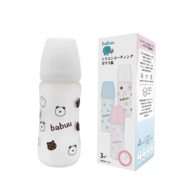 Bình sữa thủy tinh Babuu bọc silicone cổ rộng 160/240ml, núm siêu mềm, điều chỉnh khớp ngậm - Giá ưu đãi 143.440đ