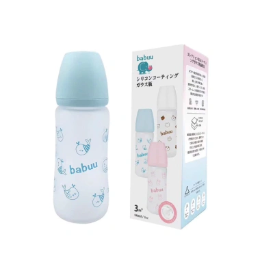 Bình sữa thủy tinh Babuu bọc silicone cổ rộng 160ml‑240ml, núm siêu mềm, điều chỉnh khớp ngậm - Giá 160.000đ 3