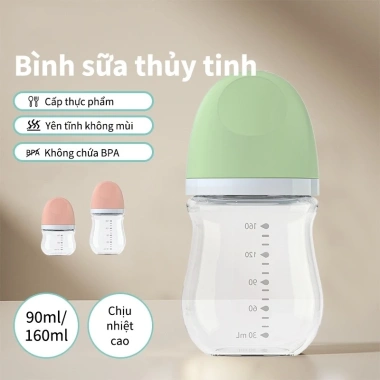 Bình sữa thủy tinh BABY PAL cổ rộng 80/160ml cho bé sơ sinh - Giá ưu đãi 89.000đ