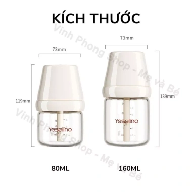 Bình sữa thủy tinh chống sặc cho bé – Núm ti mềm 80/160/240ml, giảm giá 150k