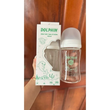 Bình sữa thủy tinh cổ rộng Dolphin 180ml - An toàn, chịu nhiệt, giảm giá 100k