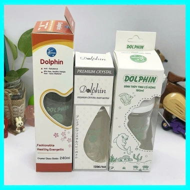 Bình sữa thủy tinh Dolphin 120ml/180ml/240ml cổ hẹp & rộng - An toàn, giá 76.000₫