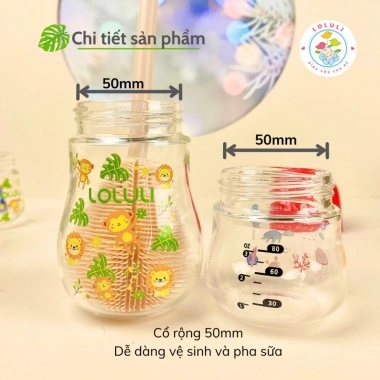Bình Sữa Thủy Tinh Loluli Cổ Rộng 160ml Không BPA An Toàn Cho Bé Giá 240k