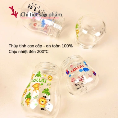Bình Sữa Thủy Tinh Loluli Cổ Rộng 160ml Không BPA An Toàn Cho Bé Giá 240k