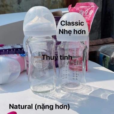 Bình sữa thủy tinh nguyên khối Avent Natural 120/240ml, nội địa Mỹ, chỉ 260.000₫