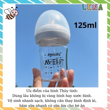 Bình sữa thủy tinh nguyên khối Avent Natural 120/240ml, nội địa Mỹ, chỉ 260.000₫