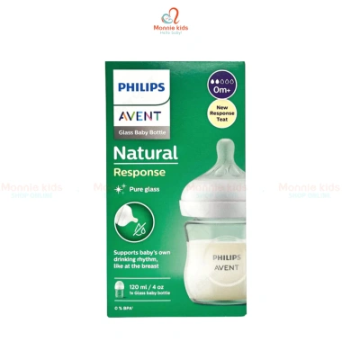 Bình sữa thủy tinh Philips Avent Natural Response 120/240ml - An toàn, giá 483k