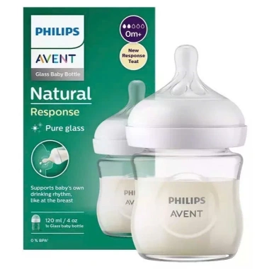 Bình sữa thủy tinh Philips Avent Natural Response 120/240ml - An toàn, giá 483k