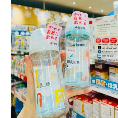 Bình sữa thủy tinh Pigeon cổ rộng cao cấp 160-240ml Nhật Bản - Giá ưu đãi 620k