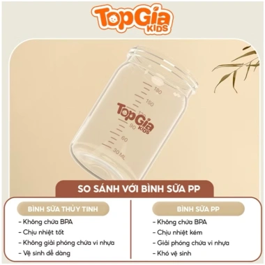 Bình sữa thuỷ tinh Topgia 180ml núm silicon mềm chống sặc giảm đầy hơi 24.500 VND 7