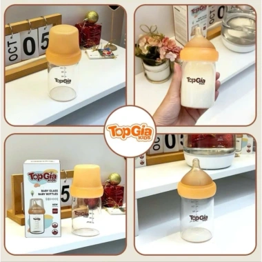 Bình sữa thủy tinh TOPGIAKIDS 180ml núm ti mềm không BPA - Giá chỉ 64,881₫