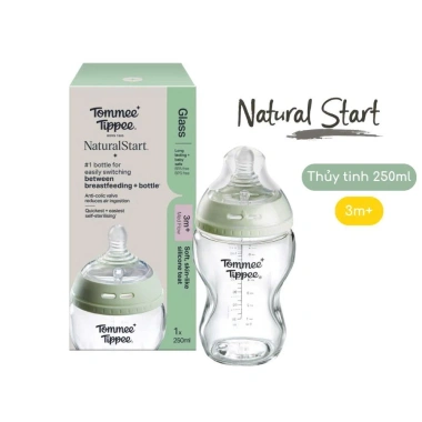 Bình sữa Tommee Tippee thuỷ tinh cổ xanh mẫu mới, van tiệt trùng lò vi sóng, 410k 10 Bình sữa Tommee Tippee thuỷ tinh cổ xanh mẫu mới, van tiệt trùng lò vi sóng, 410k 10