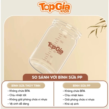 Bình sữa Topgiakids thủy tinh 180ml, núm ti silicon siêu mềm, chống sặc giảm đầy hơi - 89.000₫ 5