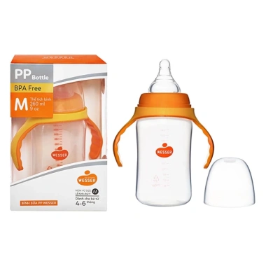 Bình sữa Wesser PP Bottle Nano cổ rộng 140/180/260ml mẫu mới - giá ưu đãi 140.000₫
