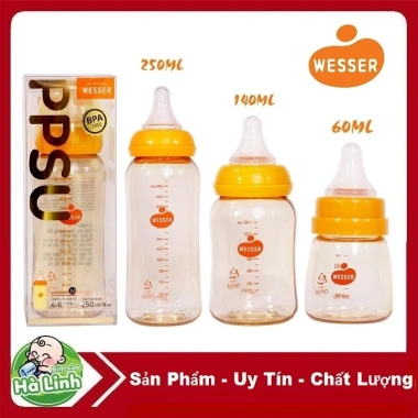 Bình Sữa WESSER PPSu 60-260ml Cổ Hẹp và Rộng - Giá ưu đãi 220k (Giá gốc 264k)