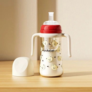 Bình Tập Uống Youkebei 300ml Hoạ Tiết Gấu - Chống Sặc, PP An Toàn, Giá 115k 8