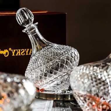 Bình thở rượu vang pha lê cao cấp 1.500ml đế xoay, rót wine glass sang trọng