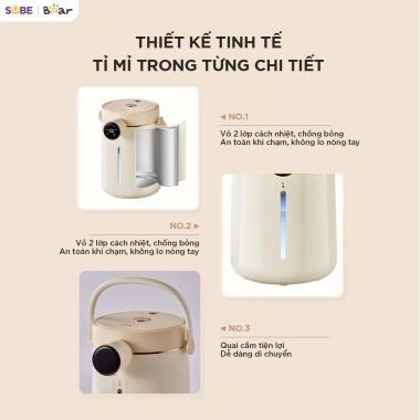 Bình Thủy Điện Bear EWB 5H30C60 3L - Giữ Nhiệt, Đun Nước, Cảm Ứng, Giá 1.48 triệu 5