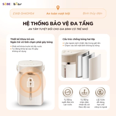 Bình Thủy Điện Bear EWB 5L - Đun Sôi Siêu Nhanh, Khử Clo, Giữ Nhiệt, Đèn Dịu Nhẹ 6 Bình Thủy Điện Bear EWB 5L - Đun Sôi Siêu Nhanh, Khử Clo, Giữ Nhiệt, Đèn Dịu Nhẹ 6