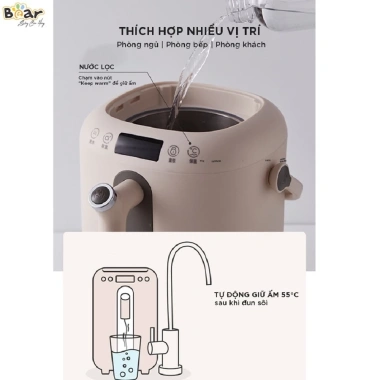 Bình Thủy Điện Bear KE B30V1 3L - Đun Sôi, Khử Clo, Giữ Ấm, Hẹn Giờ, 1,480,000₫ 3