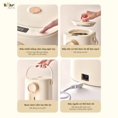 Bình Thủy Điện Bear SB BTD5L 5L - Đun sôi nhanh, giữ nhiệt, 11 mức, khử clo, giá 1.66 triệu