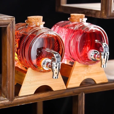 Bình thủy tinh 1-5 Lít đựng nước có vòi kèm kệ gỗ - Giá ưu đãi 160.000 VNĐ 2