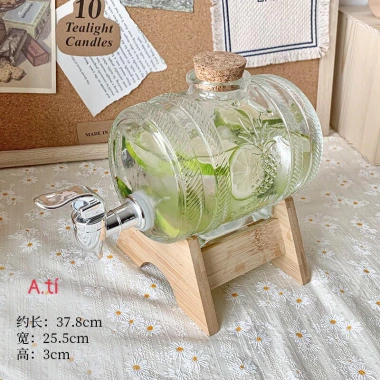 Bình thủy tinh 1-5 Lít đựng nước có vòi kèm kệ gỗ - Giá ưu đãi 160.000 VNĐ 3