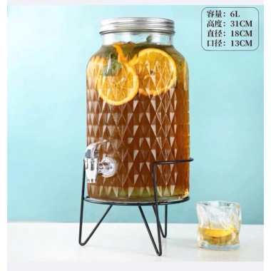 Bình Thuỷ Tinh 3,5L Đựng Nước và Ngâm Rượu, Vòi, Nắp Đậy, Kệ Gỗ Sang Trọng - Giải Nhiệt Mùa Hè 6