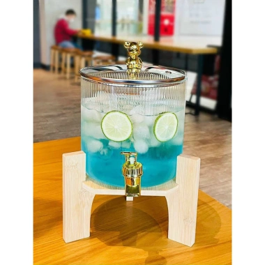Bình Thuỷ Tinh 3,5L Đựng Nước và Ngâm Rượu, Vòi, Nắp Đậy, Kệ Gỗ Sang Trọng - Giải Nhiệt Mùa Hè 7