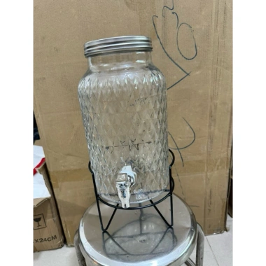 Bình Thuỷ Tinh 3,5L Đựng Nước và Ngâm Rượu, Vòi, Nắp Đậy, Kệ Gỗ Sang Trọng - Giải Nhiệt Mùa Hè 9