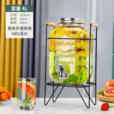 Bình Thuỷ Tinh 3,5L Đựng Nước và Ngâm Rượu, Vòi, Nắp Đậy, Kệ Gỗ Sang Trọng - Giải Nhiệt Mùa Hè 10