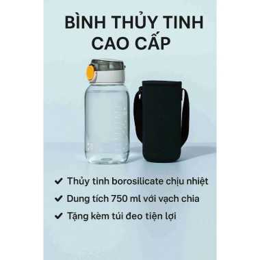 Bình thuỷ tinh cao cấp chia vạch, nắp bật tiện lợi, ống hút 750‑1.000ml – Giá 80.000₫ 4