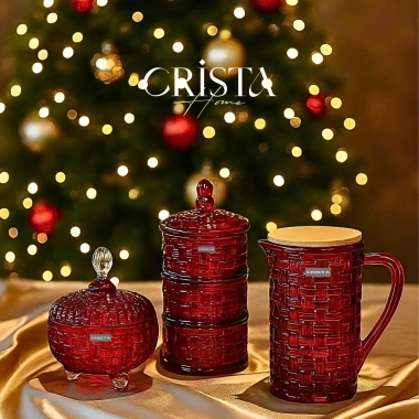 Bình Thủy Tinh CRISTA HOME 1L Vân Caro Nắp Tre - Decor Sang Trọng, Quà Tặng 365k