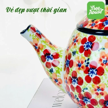Bình Trà & Cốc Trà Gốm Sứ Tráng Men An Toàn - Họa Tiết Vẽ Tay Độc Đáo Sang Trọng 101.143 VND