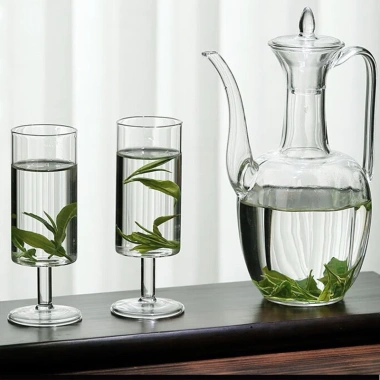 Bình trà thủy tinh Borosilicate trong suốt chịu nhiệt Kiểu cổ điển giá 99.000₫
