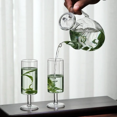 Bình trà thủy tinh Borosilicate trong suốt chịu nhiệt Kiểu cổ điển giá 99.000₫