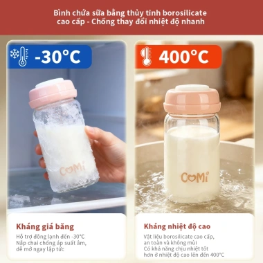 Bình trữ sữa thủy tinh Borosilicate 240ml Comi – Chịu nhiệt, an toàn, giá 80.195đ 3 Bình trữ sữa thủy tinh Borosilicate 240ml Comi – Chịu nhiệt, an toàn, giá 80.195đ 3