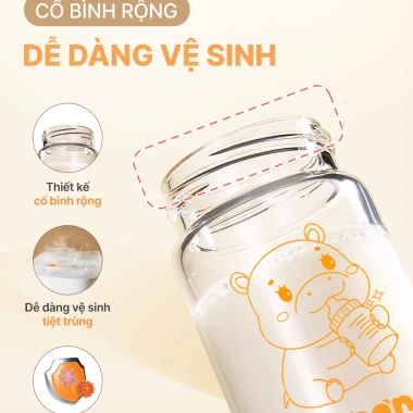 Bình Trữ Sữa Thủy Tinh Emoon 180ml Cổ Rộng Chịu Nhiệt An Toàn cho Sơ Sinh 99.000đ