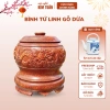 Bình ủ trà gỗ dừa Chạm Tứ Linh 1.200-2.000ml Kim Tuấn - Quà tặng phong thủy, Long Lân