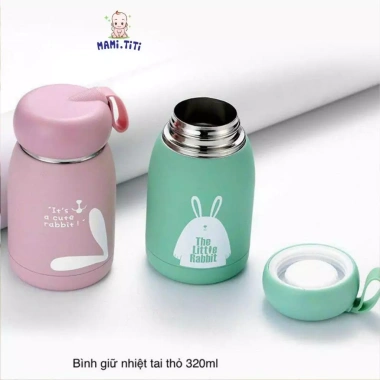 Bình uống nước & cháo giữ nhiệt bé 320ml hình thỏ inox S304 - Giá ưu đãi 85k