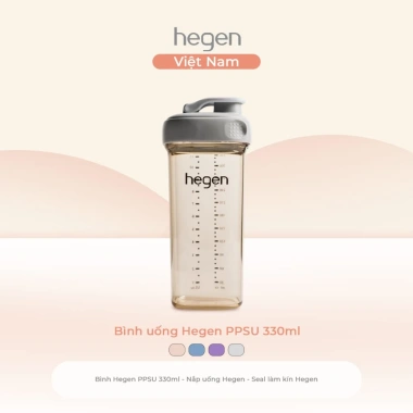 Bình uống thông minh Hegen PPSU 330ml nắp nhỏ chất liệu an toàn, chống tràn, giá 539k
