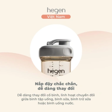 Bình uống thông minh Hegen PPSU 330ml nắp nhỏ chất liệu an toàn, chống tràn, giá 539k