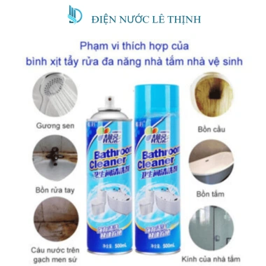 Bình xịt bọt tẩy rửa cặn bẩn nhà tắm, nhà bếp 500ml: Siêu sạch, giá chỉ 25.000 VND