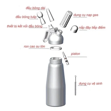 Bình xịt kem tươi inox Whipper 500ml - Nhiều màu, không viên gas, giá 329.990₫