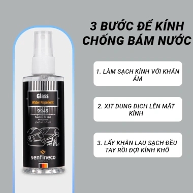 Bình xịt nano Senfineco 9.945 chống bám nước kính ô tô 100ml - Hiệu quả bảo vệ, không lem