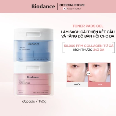 BIODANCE Toner Pad Collagen Gel - Dưỡng ẩm, Đàn hồi da, Thu nhỏ lỗ chân lông