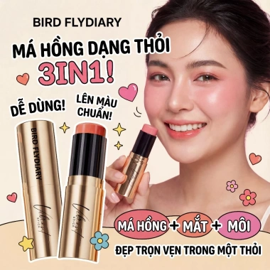 Bird Flydiary Phấn Má Hồng 3 trong 1 dạng kem, không lem, chống nước - phù hợp người mới, tông tự nhiên - 180.000₫