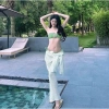 BKN 051 Set ba món đồ bơi: váy len tay lửng bikini hoa thanh lịch - 197.199 VND 3