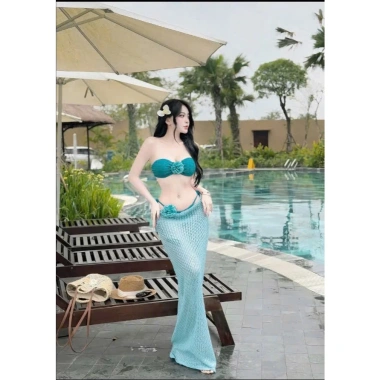 BKN 051 Set ba món đồ bơi: váy len tay lửng bikini hoa thanh lịch - 197.199 VND 10 BKN 051 Set ba món đồ bơi: váy len tay lửng bikini hoa thanh lịch - 197.199 VND 10