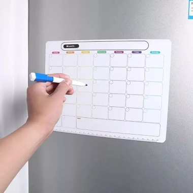 BLACKON Nam châm tủ lạnh, nhãn dán lịch mềm 28x21cm, bảng từ tính xóa được, lịch tuần‑tháng
